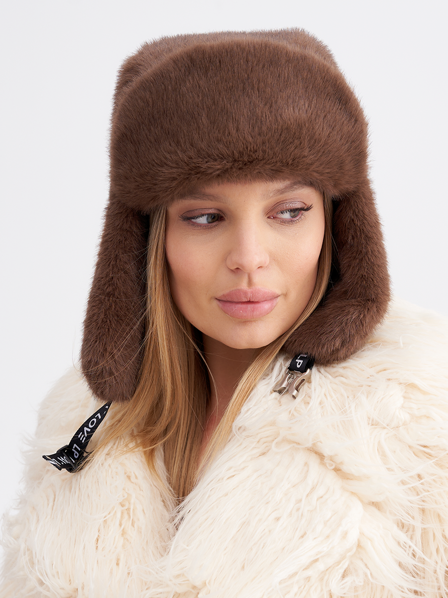 Дина ушанка экомех норка на фл.п. ореховый