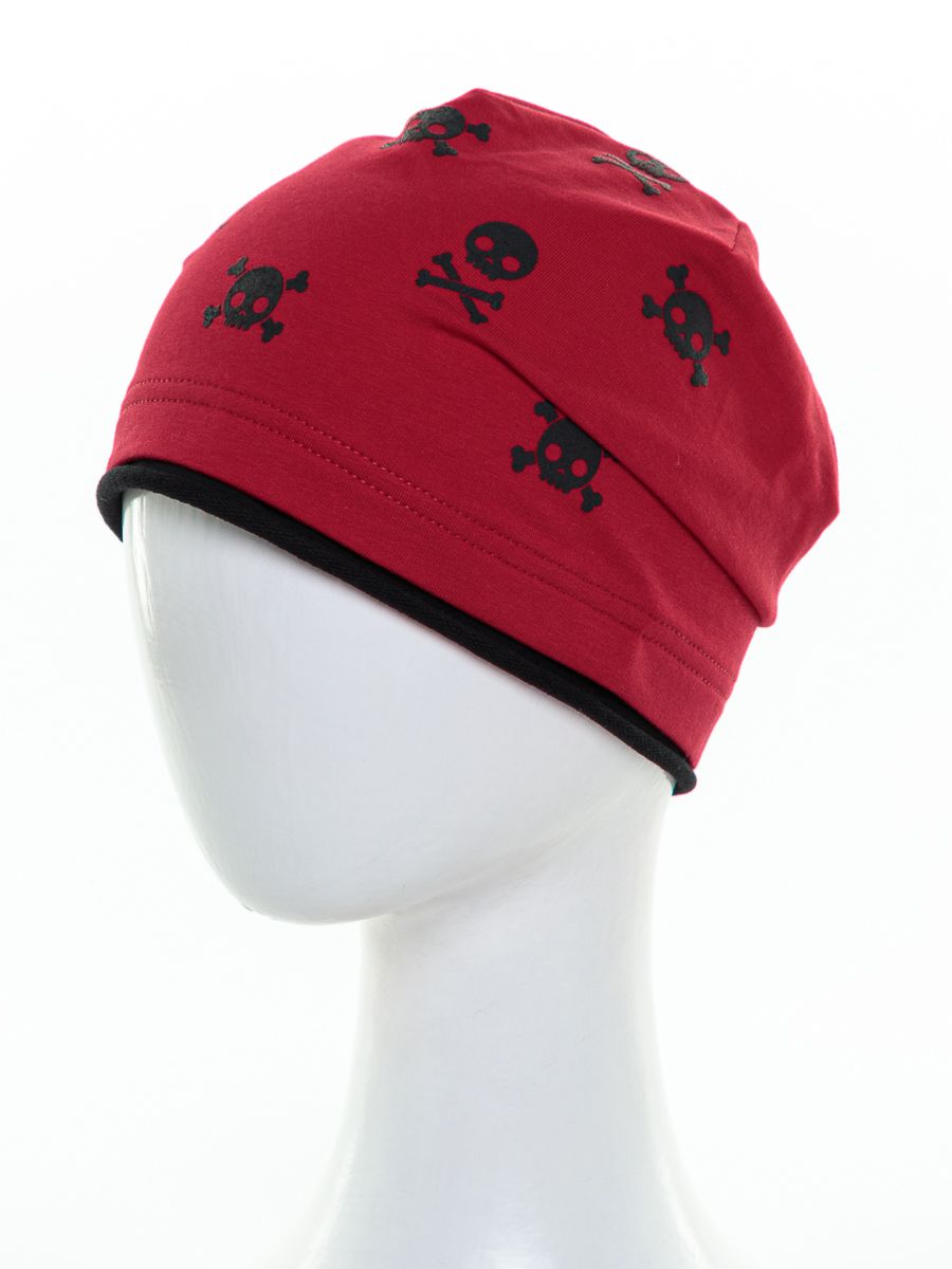 Черепушки печать шапочка Д1015 футер красный + черный р-р 48-49