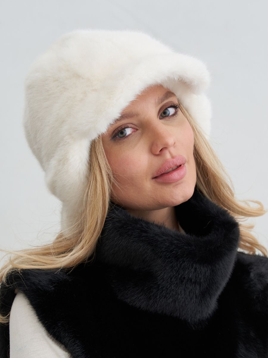 Римма ушанка экомех Ласка на фл.п. белый