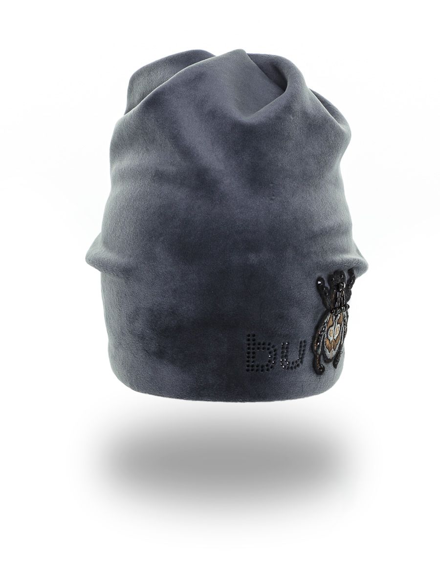 Жук колорадо шеврон шапочка 011 велюр на тр.п. серый р-р 52-53