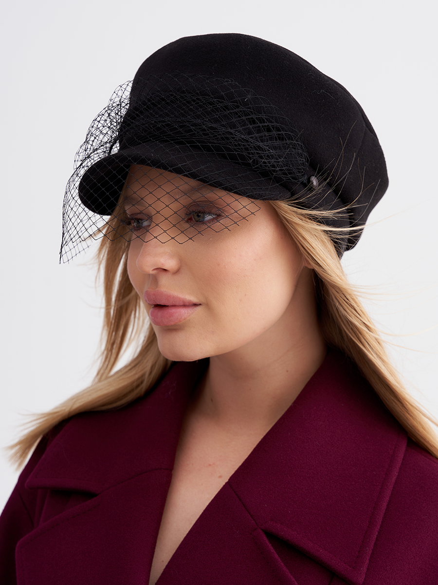 Клэр вуаль кепка кашемир на фл.п. черный