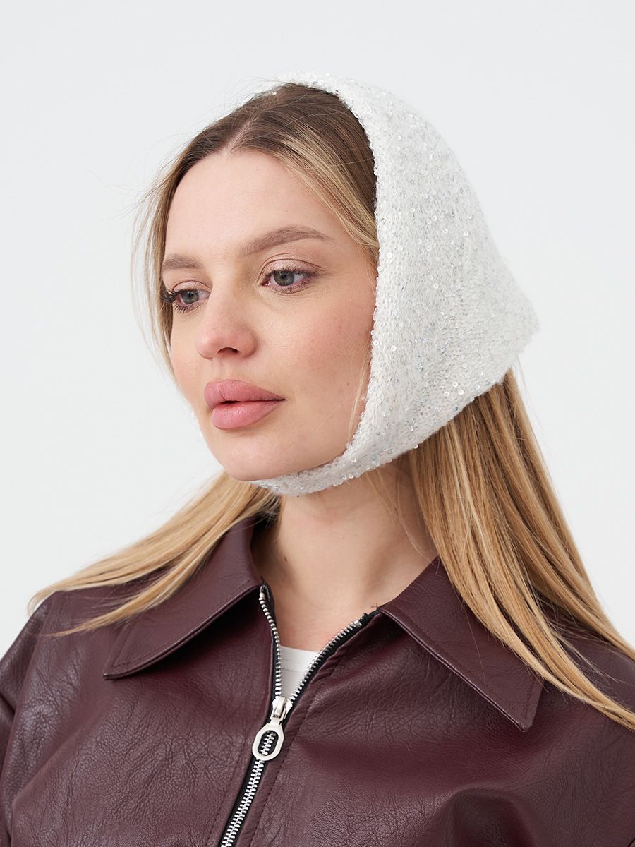 Лили косынка альпака + пайетки молочный