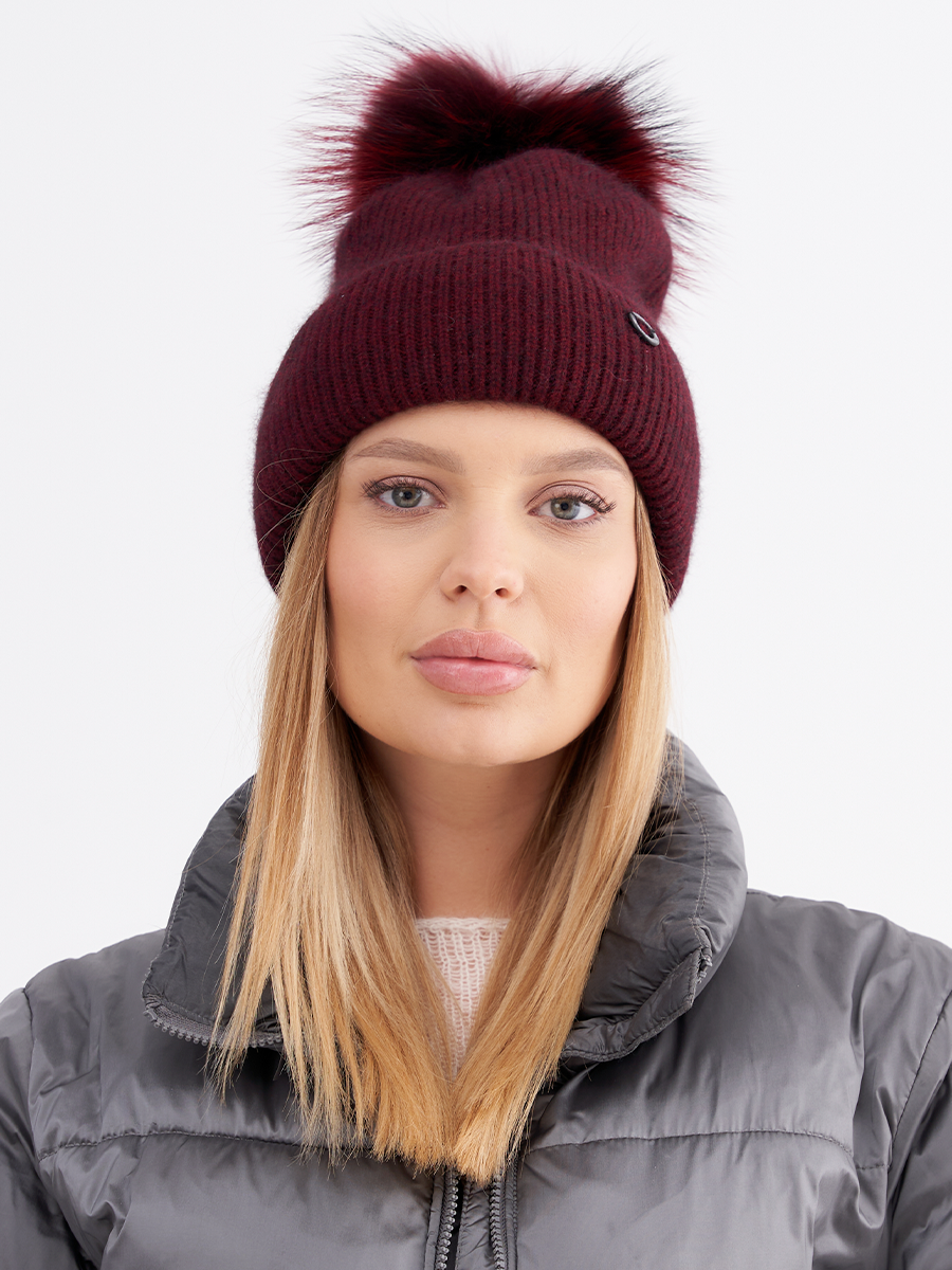 LP логотип помпон шапка ФР вязка марсала