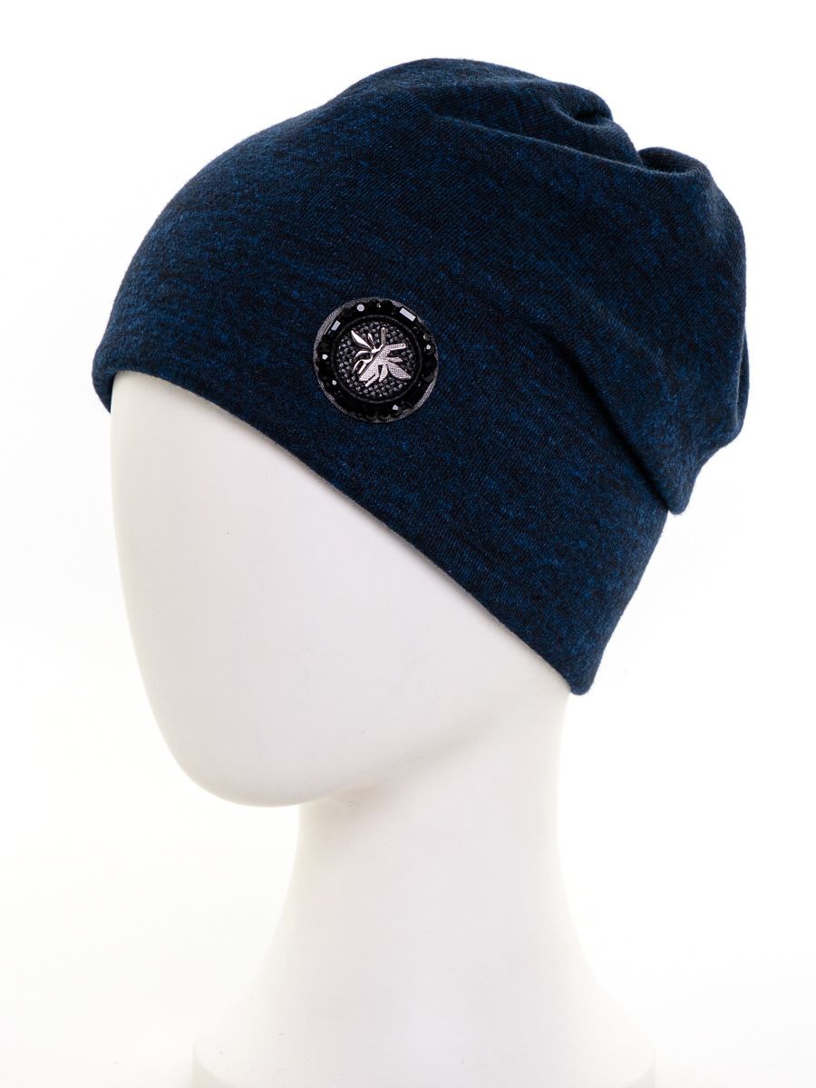 Муха камни шапка 020/1 трикотаж К3 на фл.п. синий угольный меланж