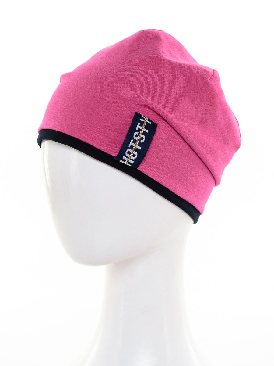 Лента шапочка Д1013 футер розовый яркий + черный р-р 52-53