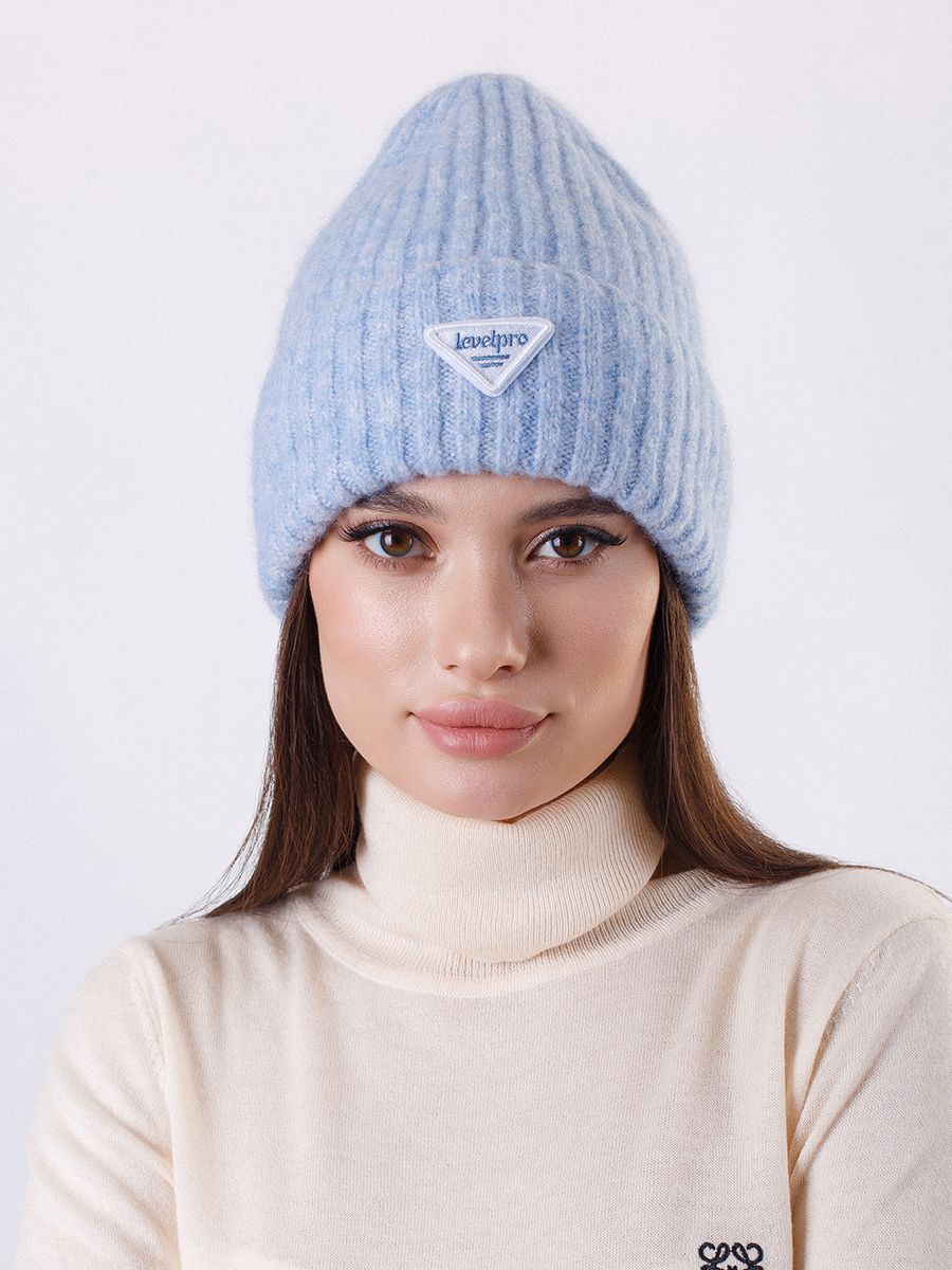Манго шапка вязка альпака голубой