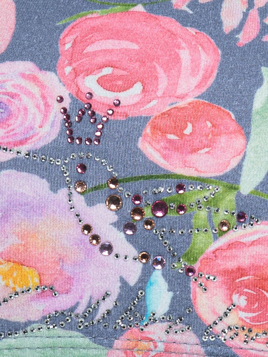 Колибри косынка трикотаж кулирка флора джинсово - розовый р-р 46-47