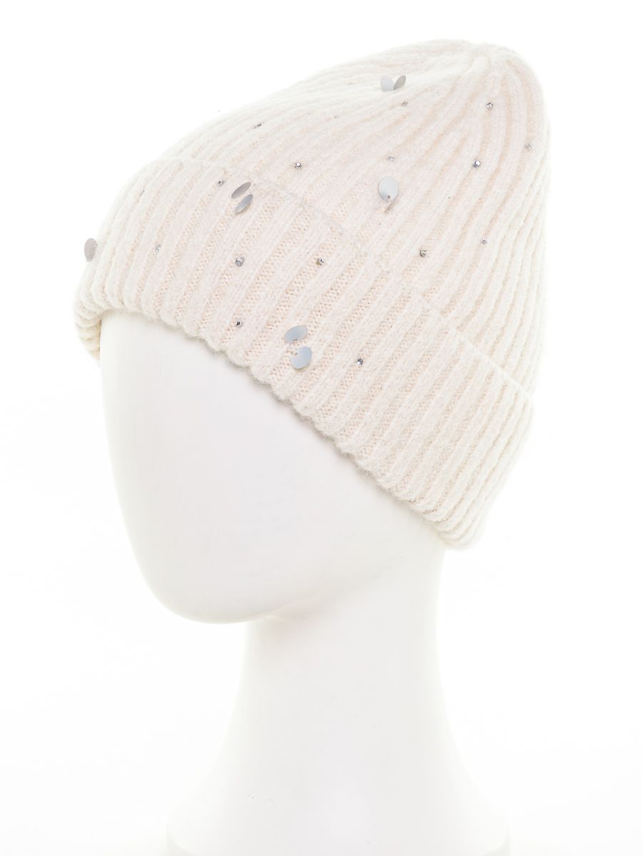 Манго пайетки россыпь шапка вязка альпака белый
