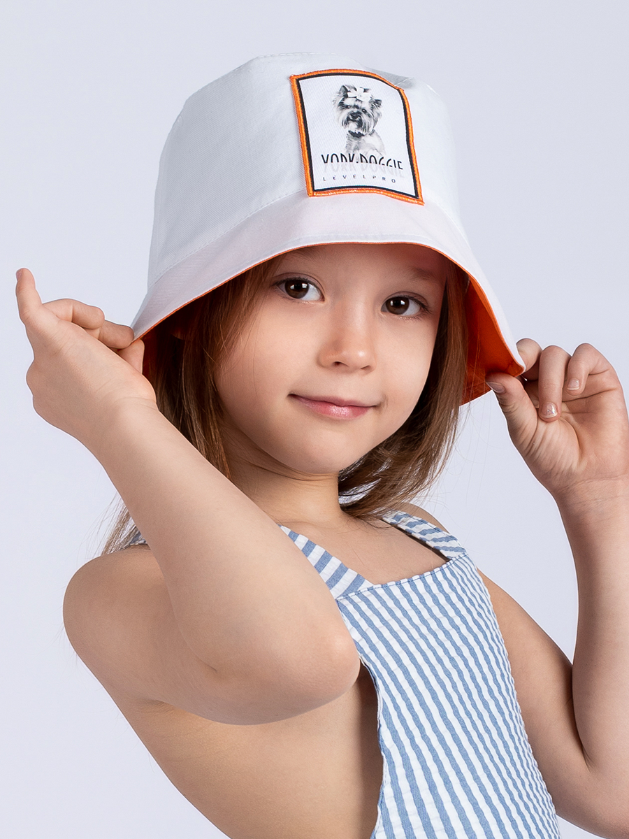 Джонни DOG girl панама cotton белый + хлопок апельсиновый р-р 50-51