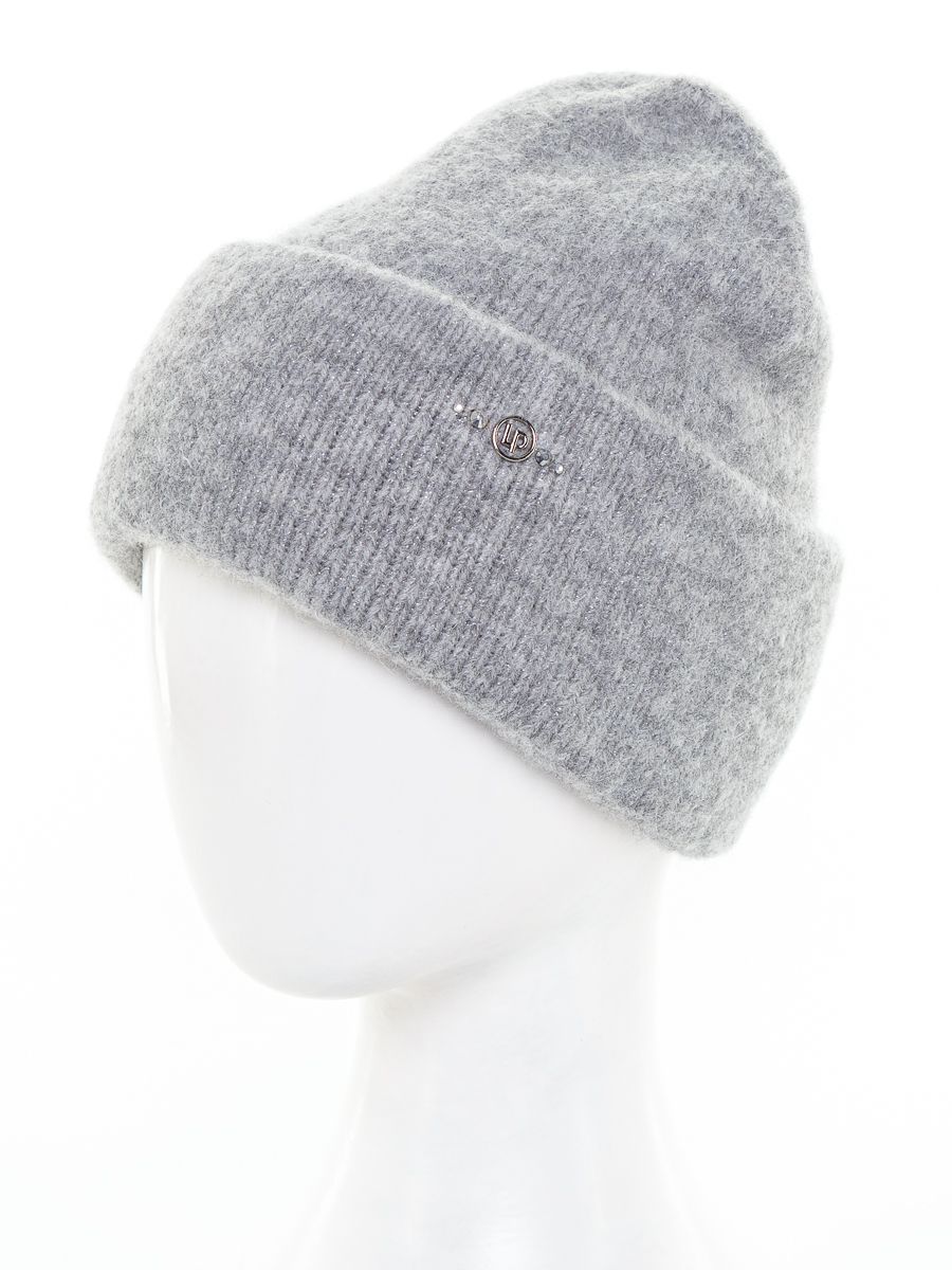 Тоди шапка вязка альпака люрекс серый светлый