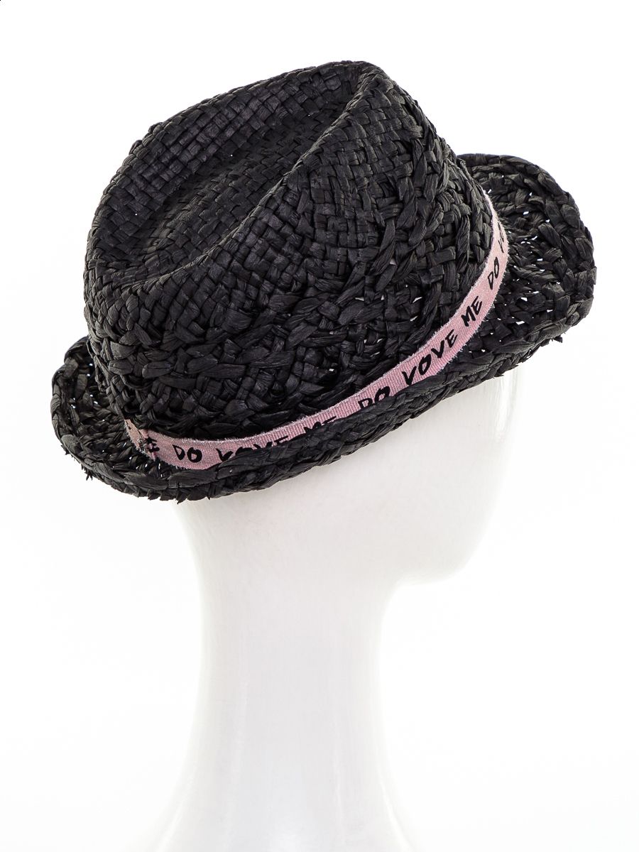 Кайли тесьма Love Me шляпа солома черный (отделка розовый) р-р 52-53