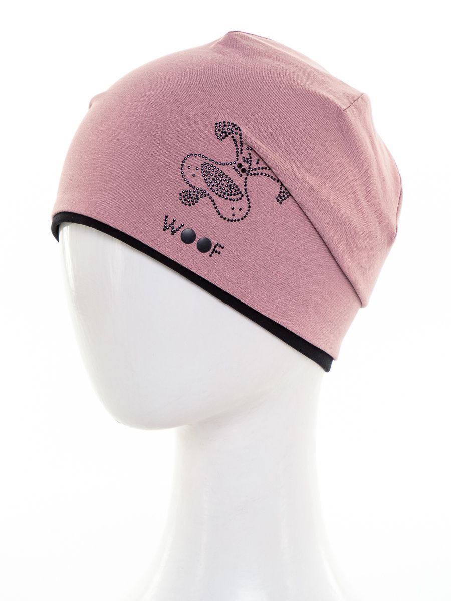 DOG WOOF шапочка Д1013 футер пудровый + черный р-р 52-53