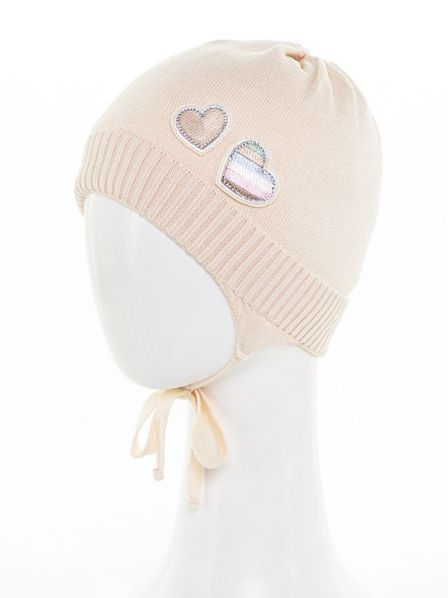 Сердечки kids VIP шапочка КТ вязка бежевый светлый р-р 42-44