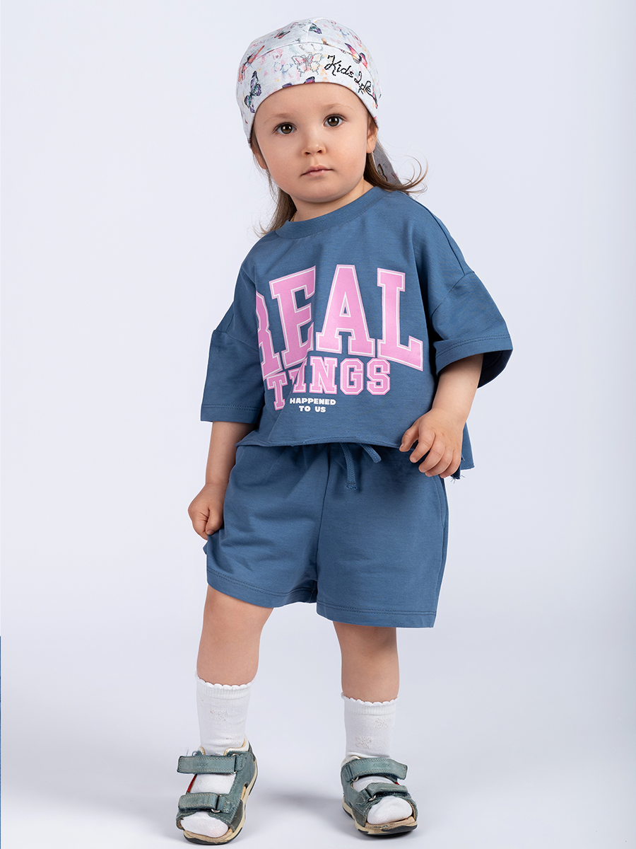 Женя Kids бандана футер принт бабочки серый светлый р-р 46-47