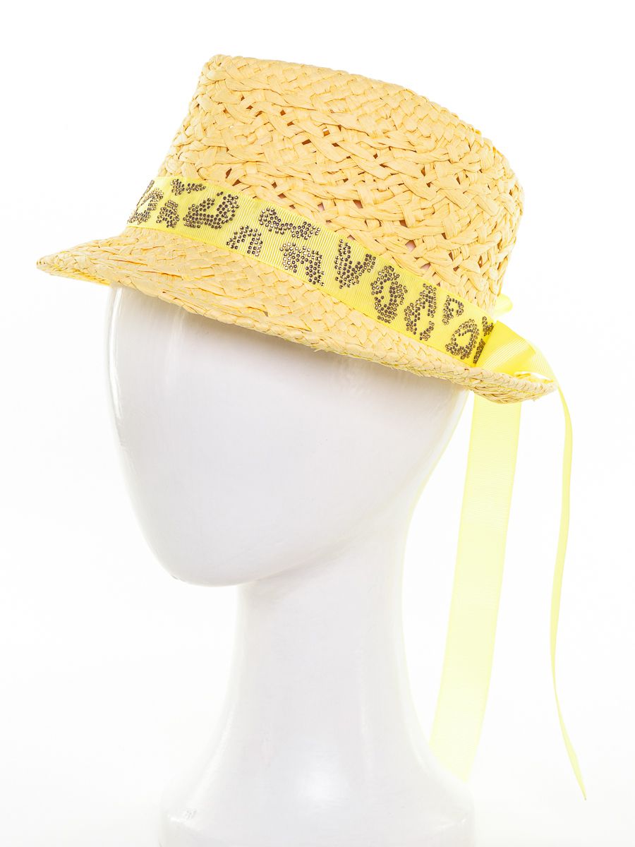 Кайли лента леопард шляпа федора солома желтый р-р 52-53