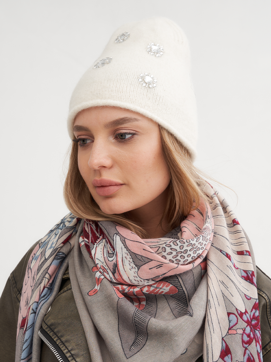 Прато камни шапка вязка альпака белый