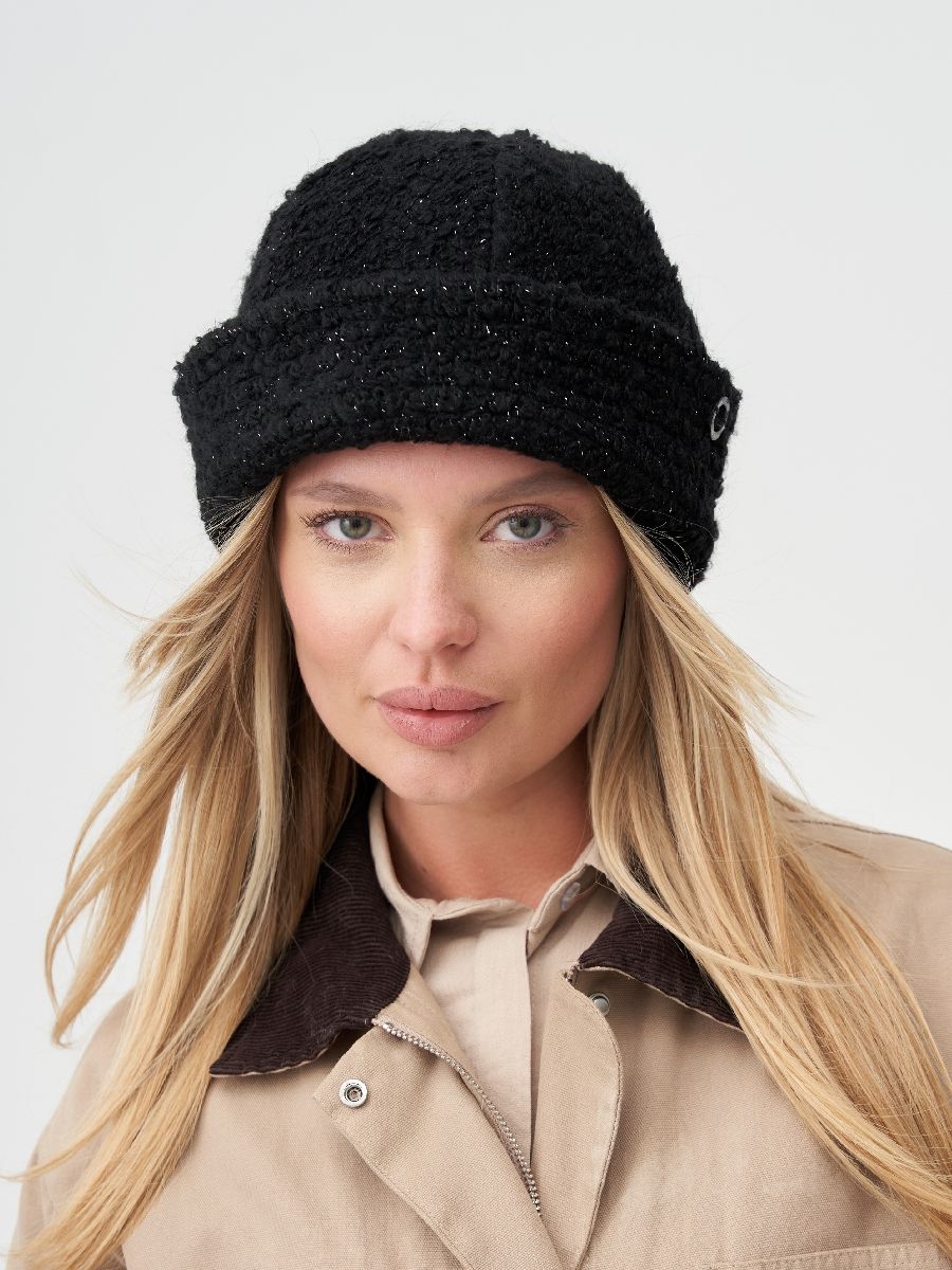 Кайри шапка шерсть букле люрекс на тр.п. черный