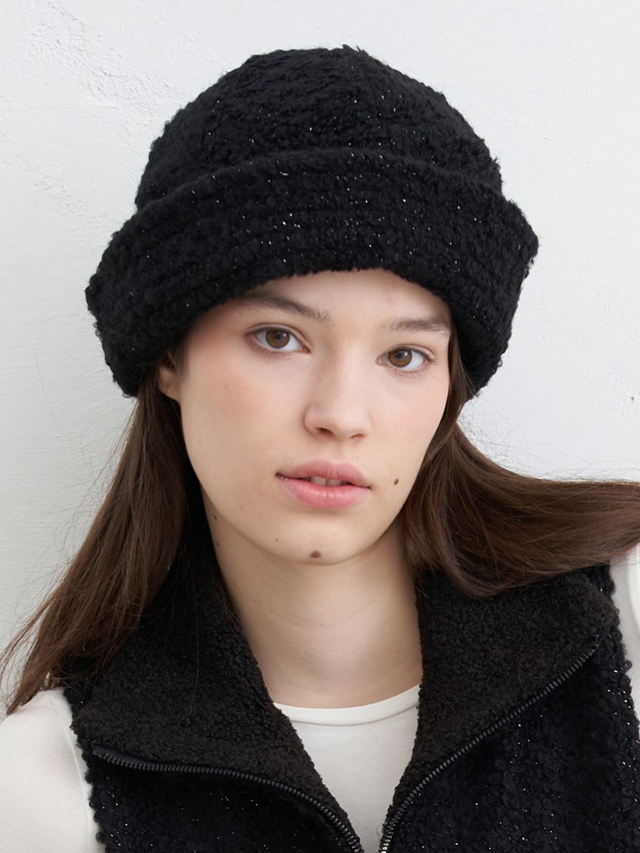 Кайри шапка шерсть букле люрекс на тр.п. черный