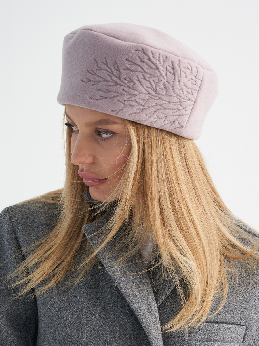 Софи мини берет кашемир на фл.п. пепельно-розовый меланж