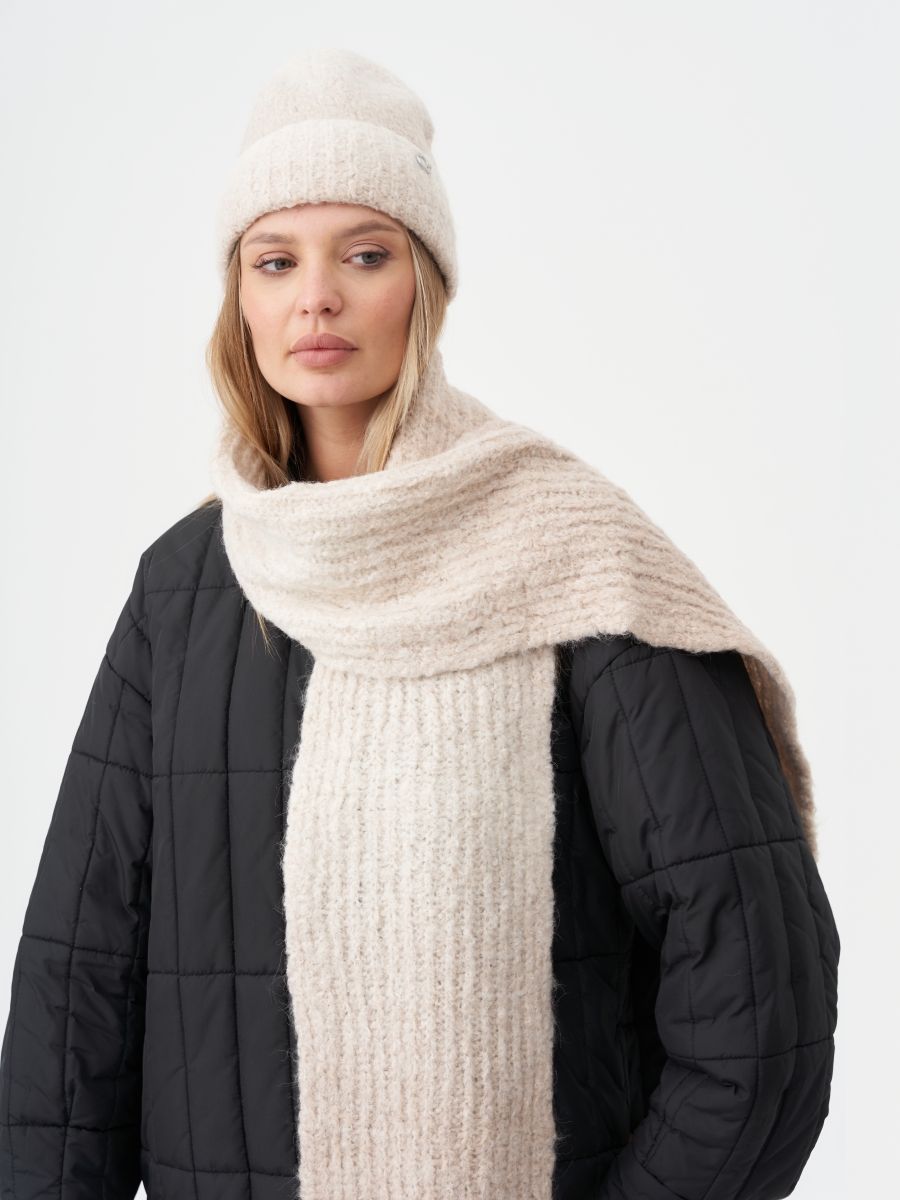 Фрея шапка + Чина шарф комплект альпака бежевый