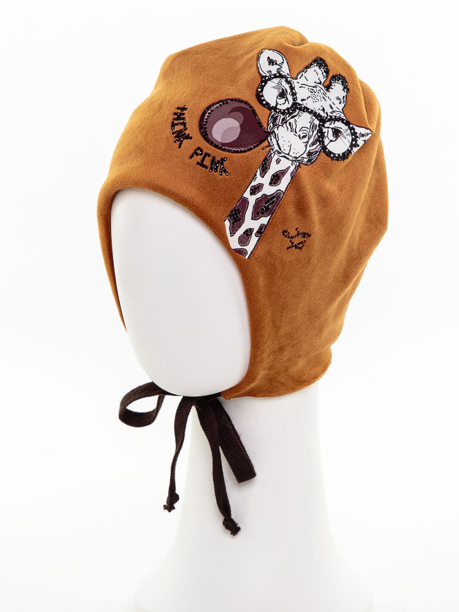 Жираф шапочка 031У велюр на фл.п. рыжий р-р 50-51