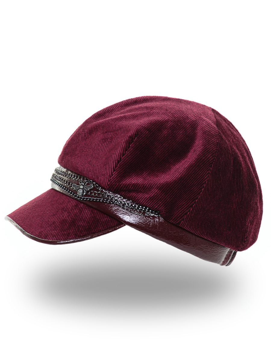 Элен брошь муха цепь кепка велюр рубчик на тр.п. бордовый