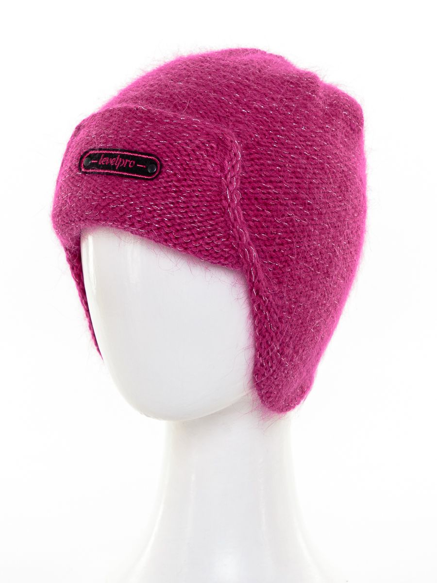 LevelPro лейбл ушанка СЛ вязка малиновый