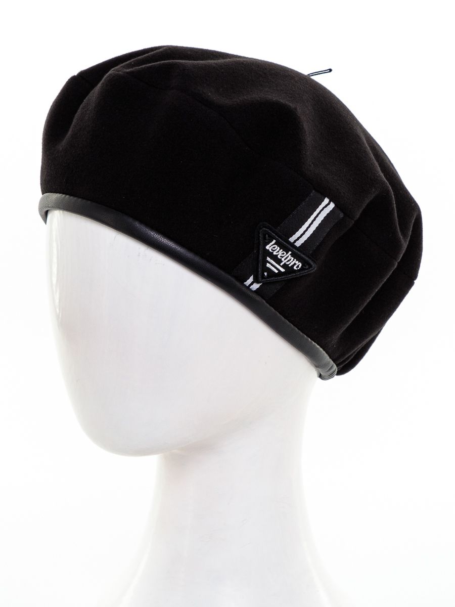 Диор Level Pro шеврон берет кашемир на фл.п. черный + экокожа черный (отделка черно - белый)