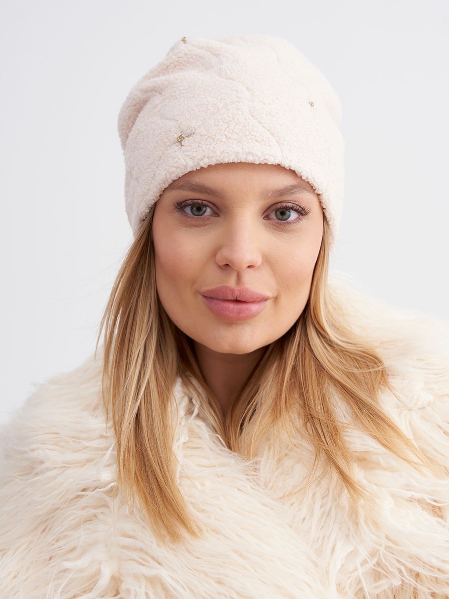 Янина шапка 016 трикотаж барашек на фл.п. молочный