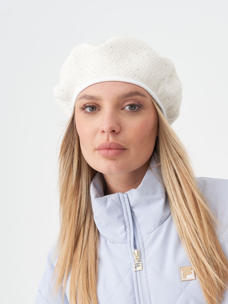 Диор 3 берет ткань Шанель пайетки на тр.п. молочный