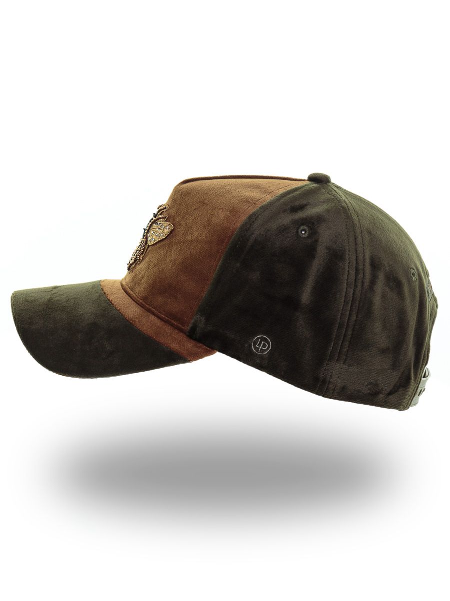 Шеврон муха голд бейсболка велюр горчично - зеленый