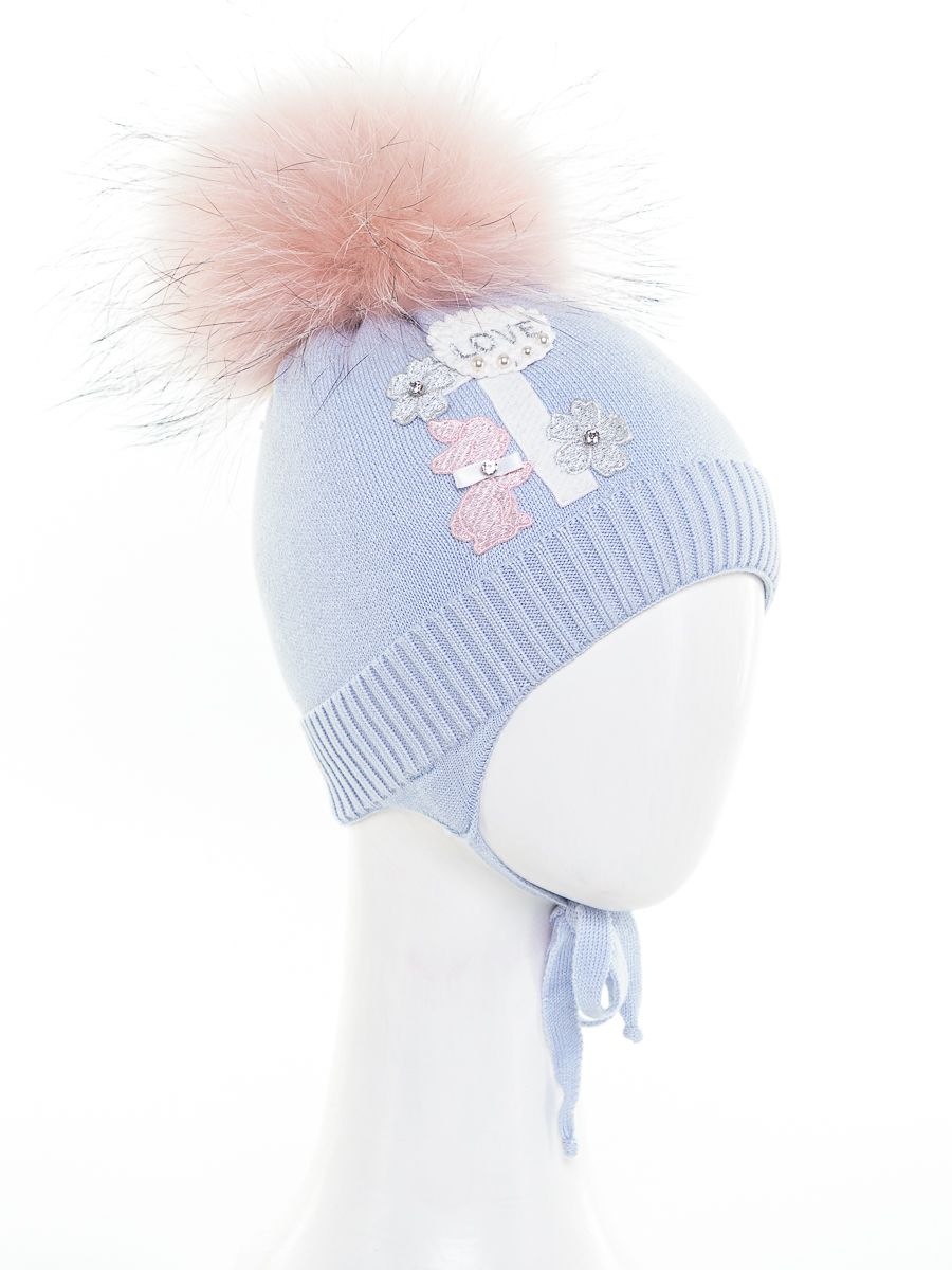 Сказка помпон kids VIP шапочка КТ вязка голубой р-р 42-44