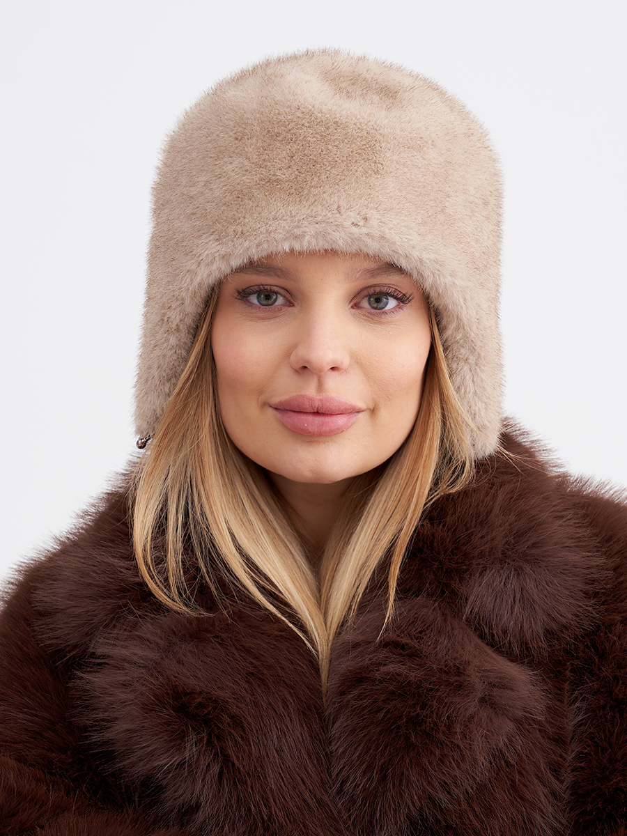 Марго ушанка экомех норка на фл.п. бежевый