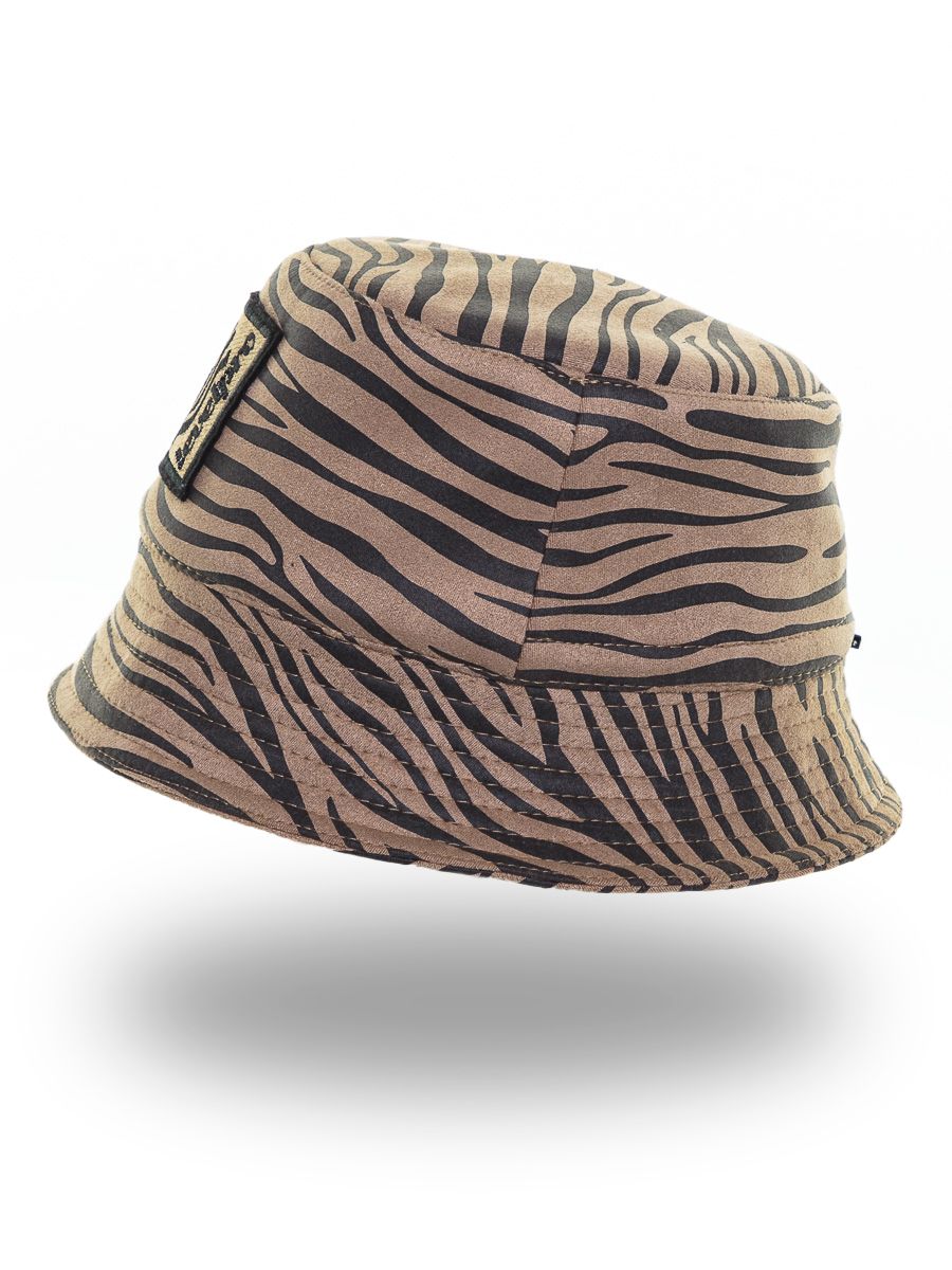 Мэри зебра шеврон шляпка трикотаж зебра на тр.п. бежево - коричневый р-р 52-53