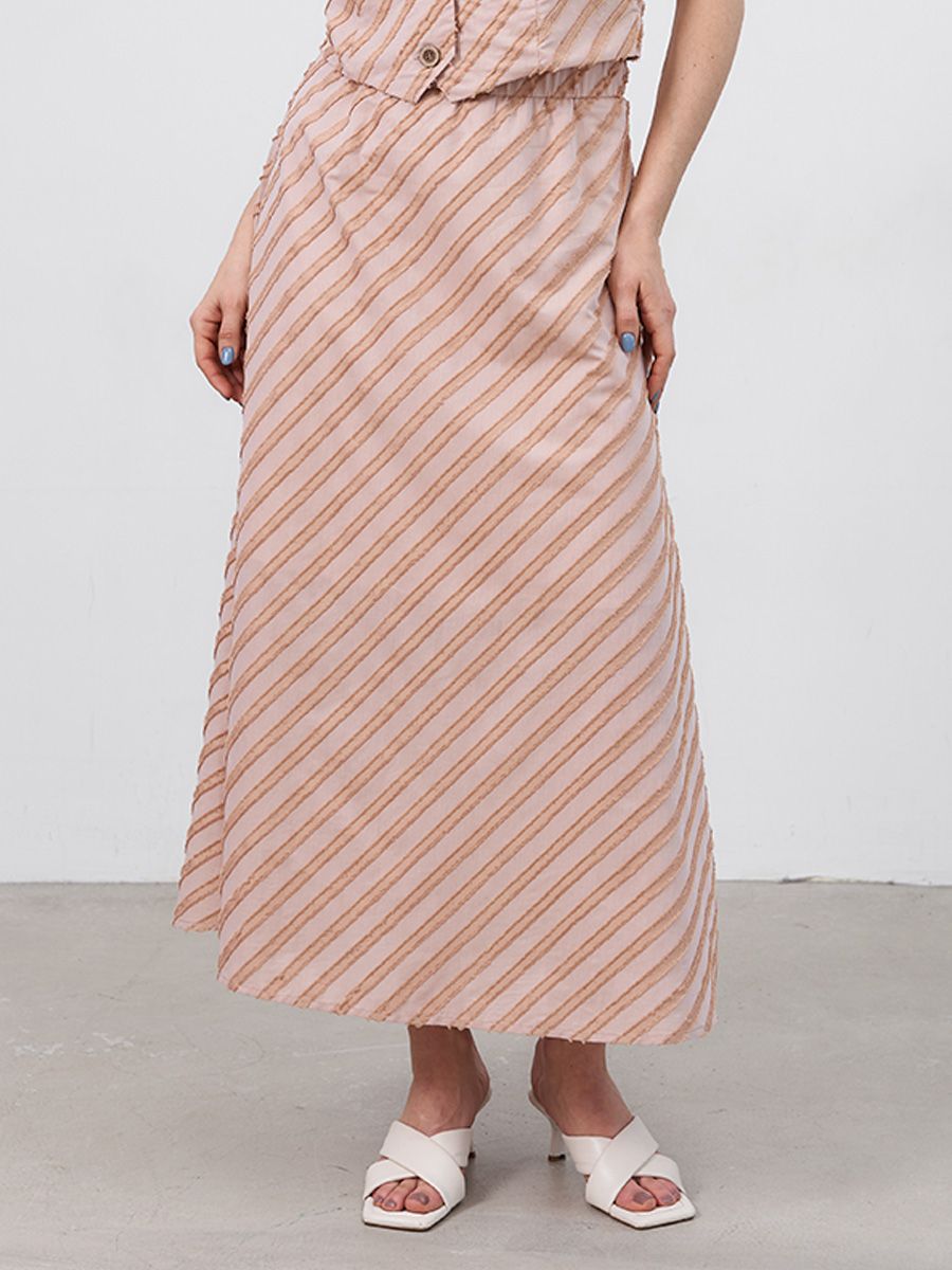 Лара юбка хлопок Диагональ бежевый р-р S