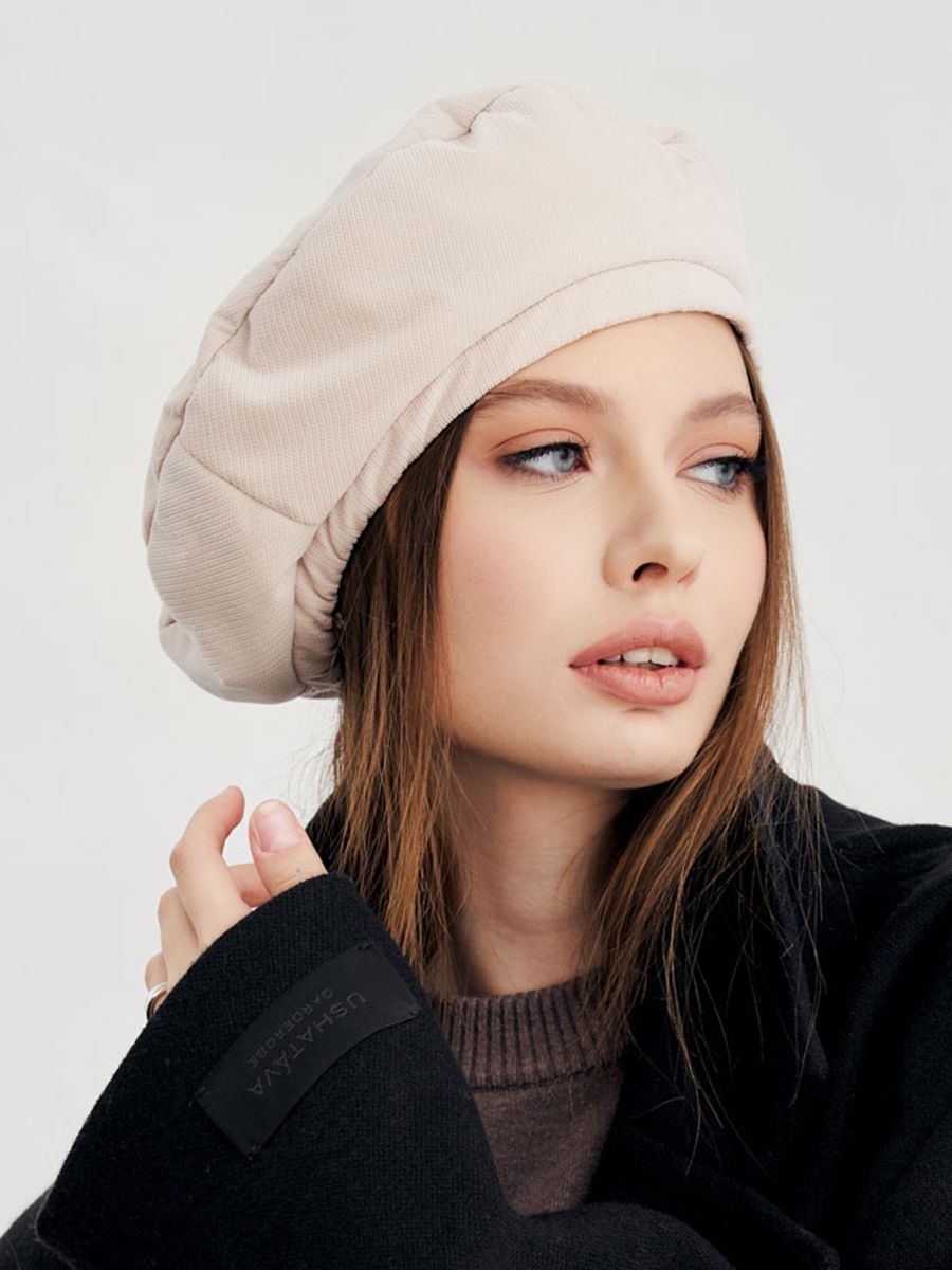 Эмили берет плащевка рубчик на тр.п. бежевый