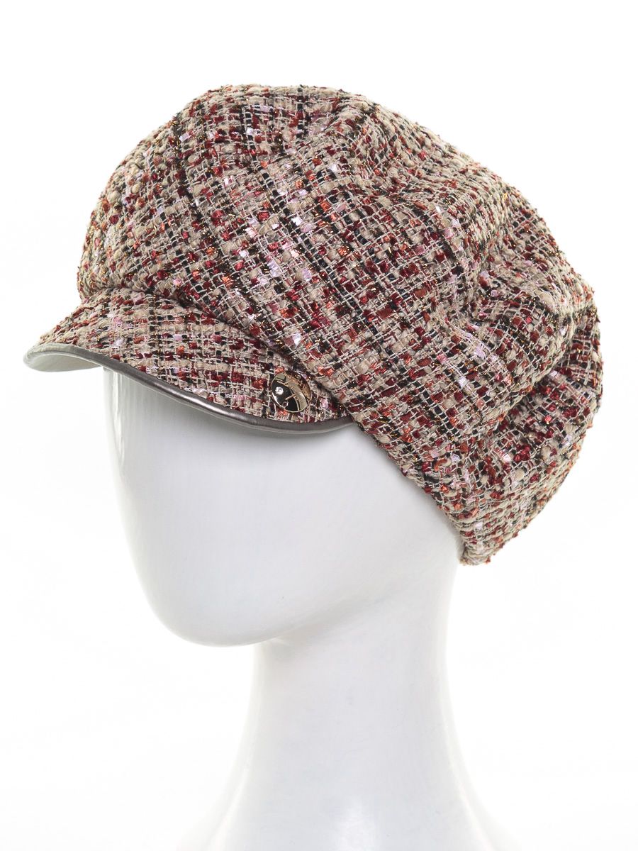 Мира кепка ткань букле клетка на тр.п. золотой блюз + эколак ореховый