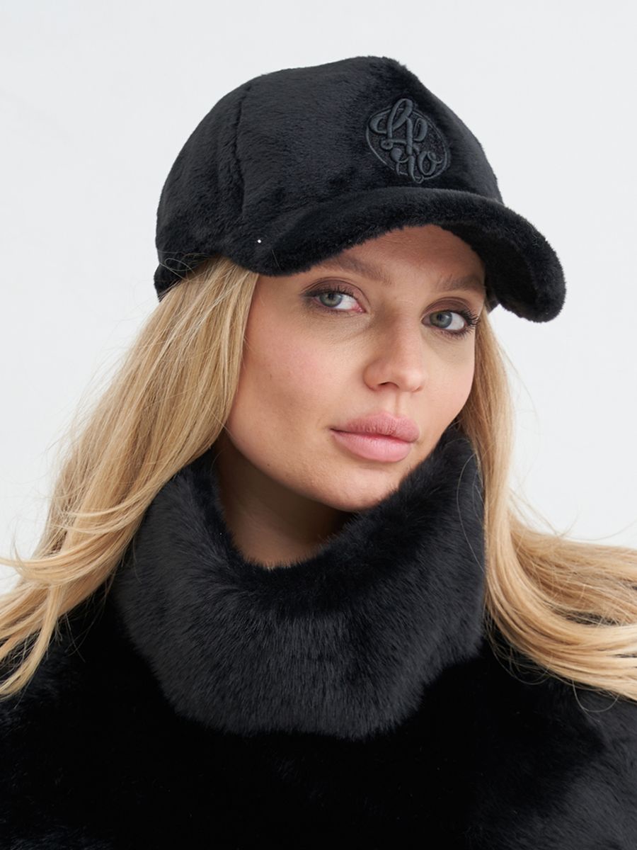 Одри бейсболка 005/у экомех пума на фл.п. черный + экозамша черный