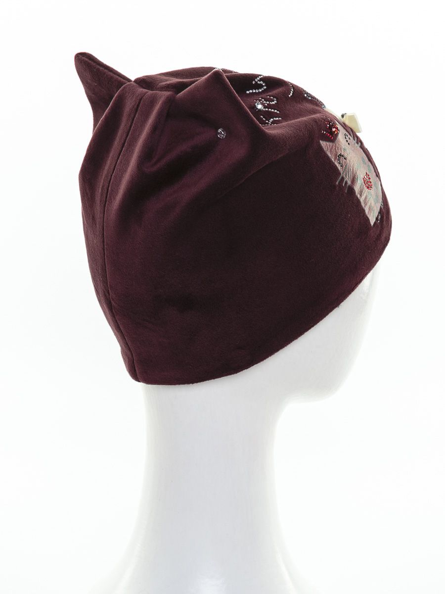 Четыре кота шапочка 022 велюр на фл.п. сливовый р-р 52-53
