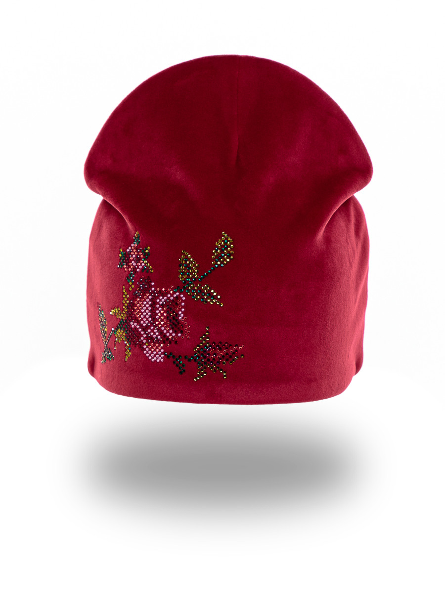 Роза стиль шапочка 001 велюр на фл.п. красный