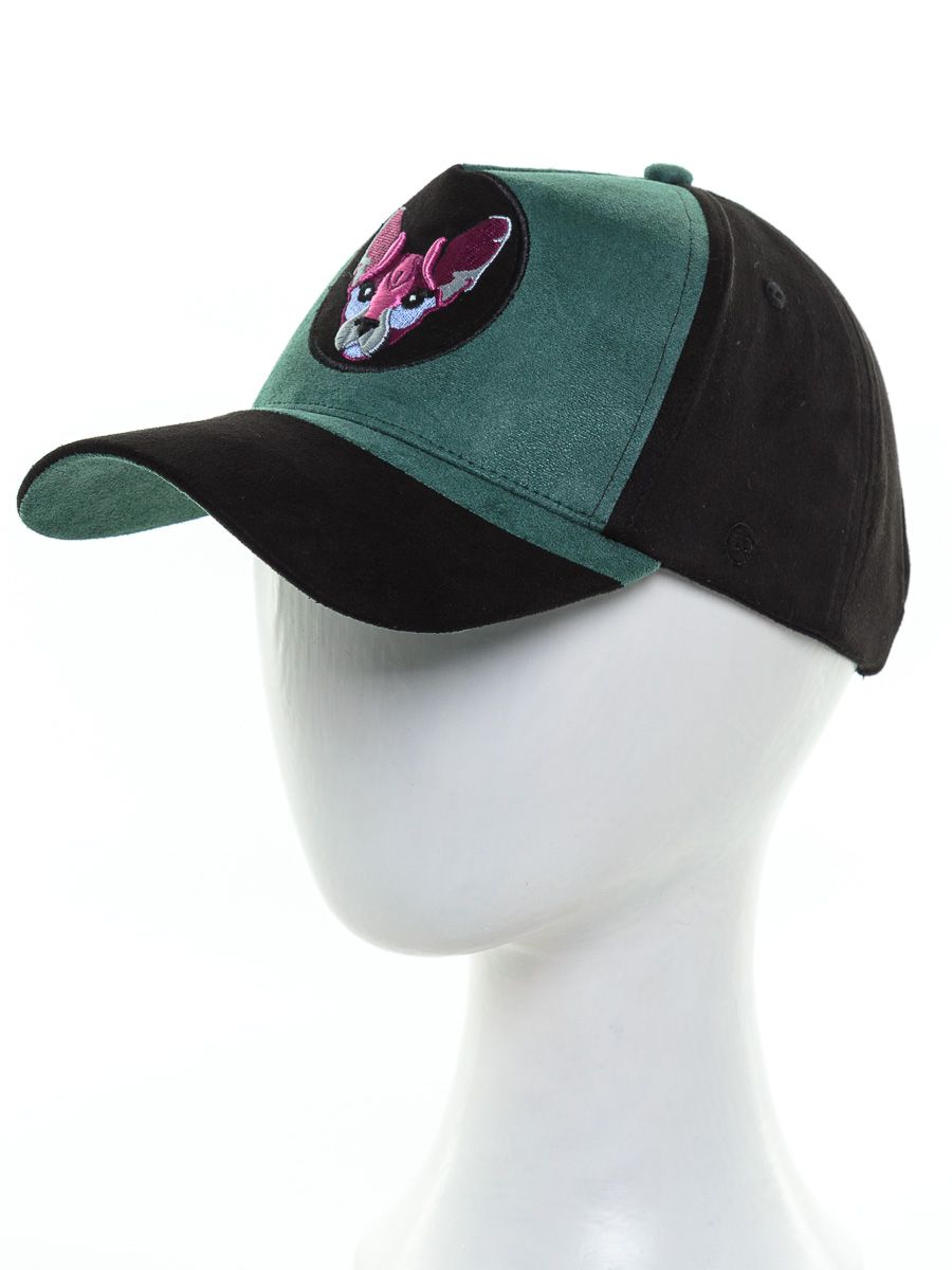 Сфинкс бейсболка экозамша изумрудный + черный р-р 56-57