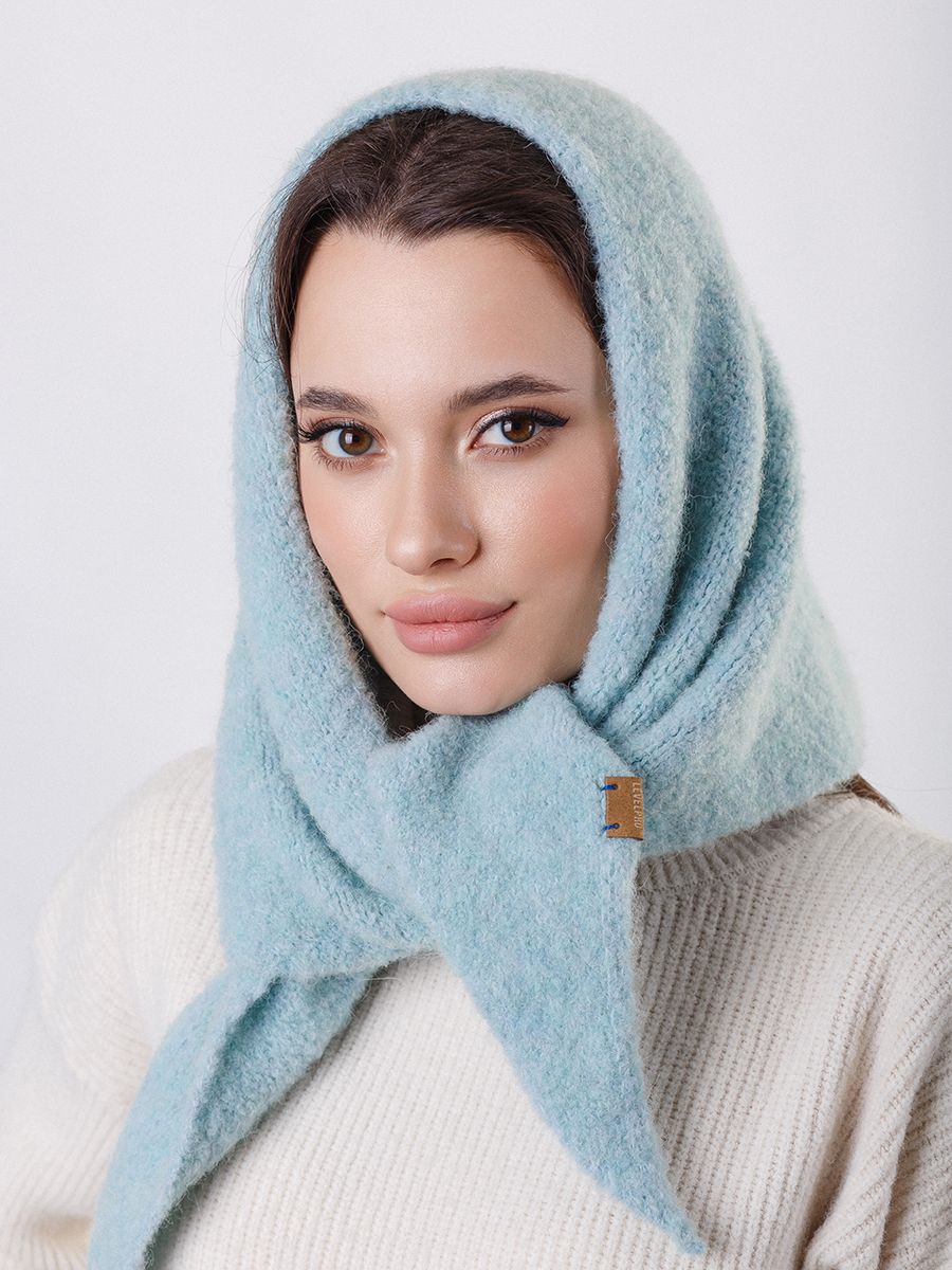 Пати косынка вязка букле голубой