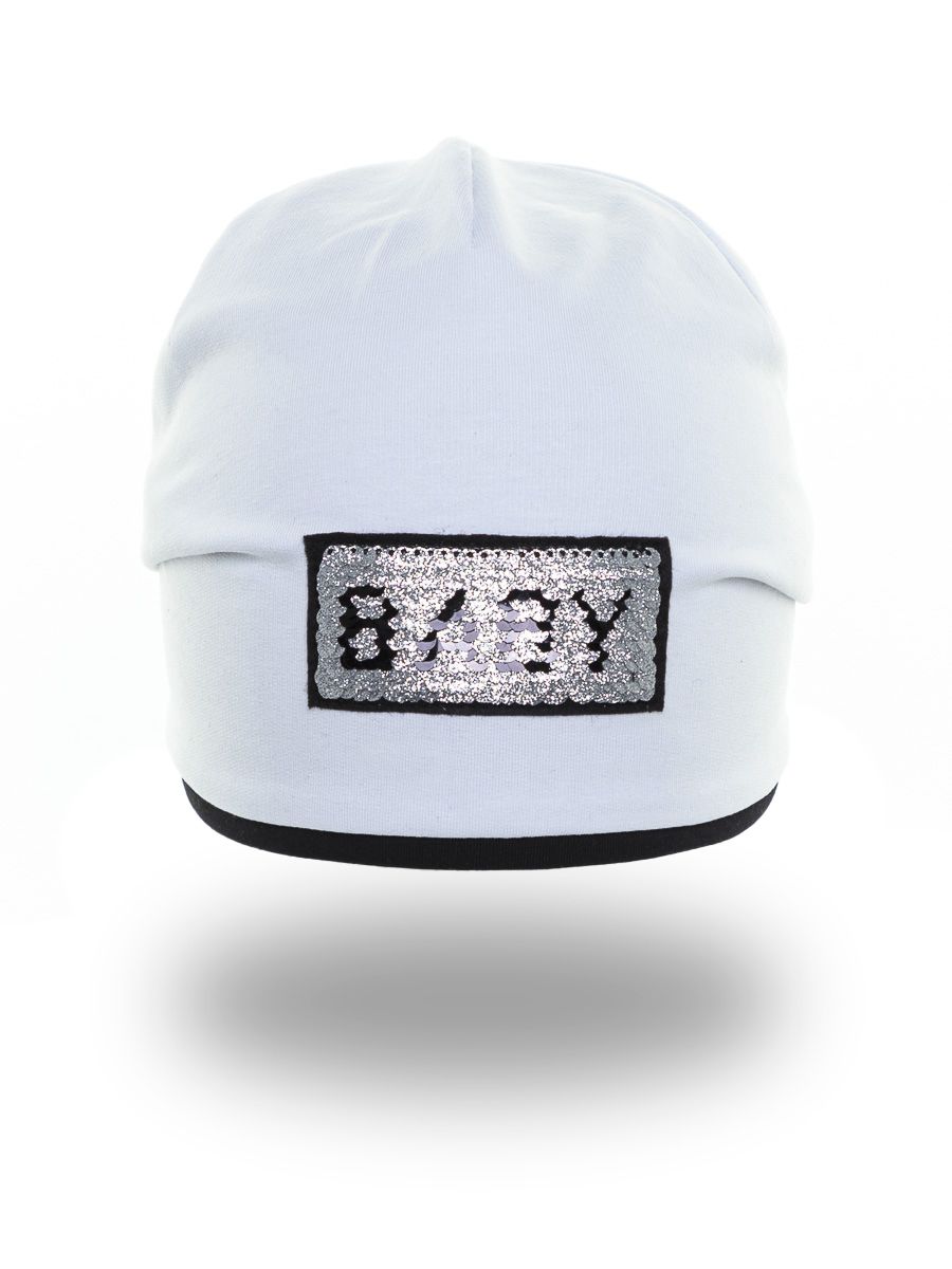 BABY шапочка Д1013 футер белый + черный р-р 50-51