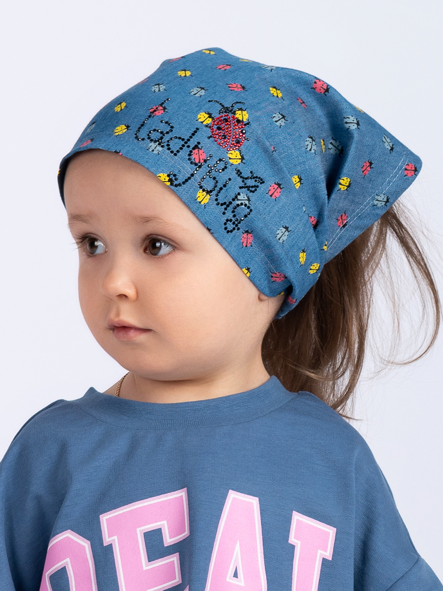 Божья коровка косынка хлопок синий светлый р-р 46-47