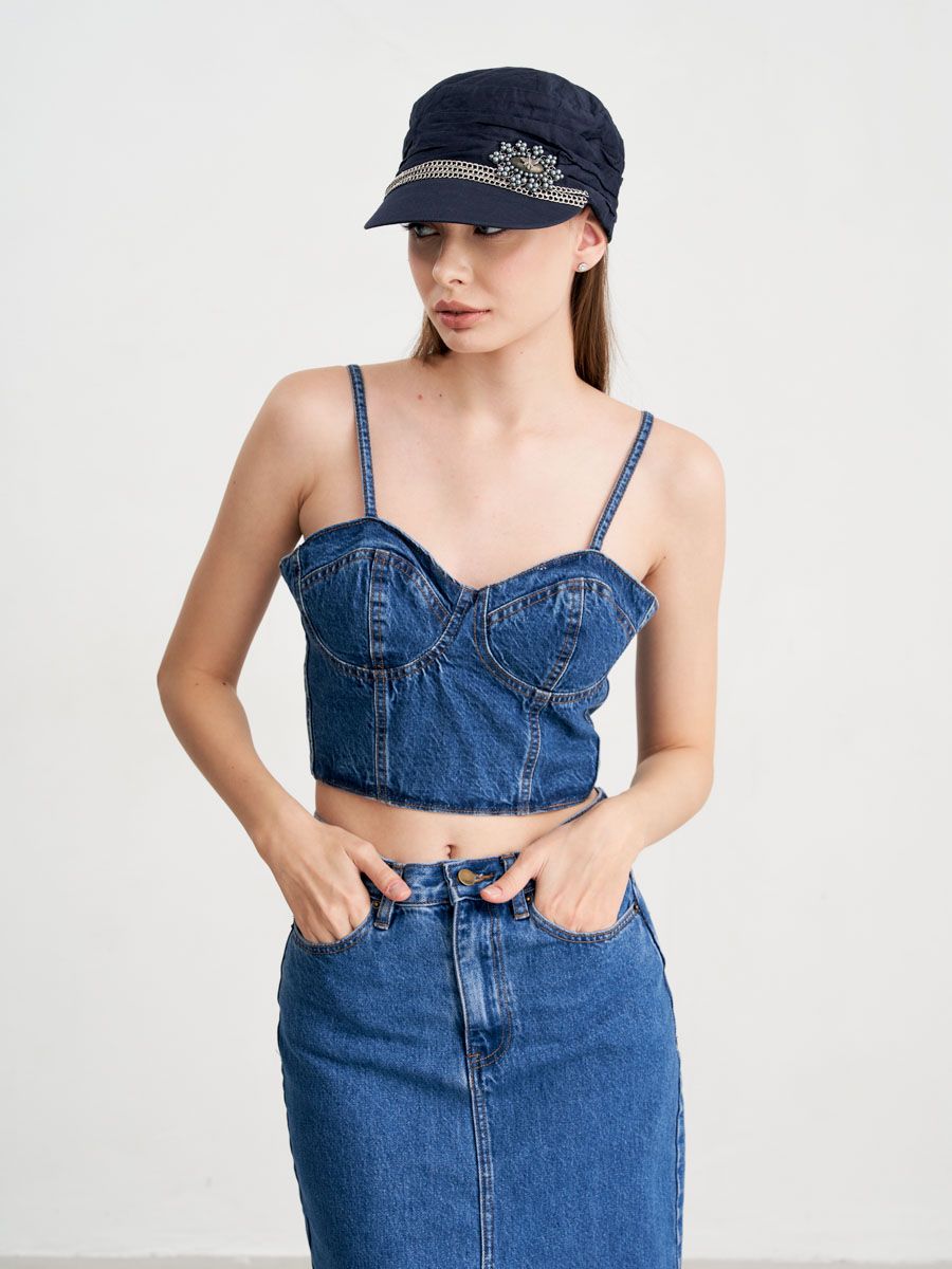 CAROLINE кепка лен синий