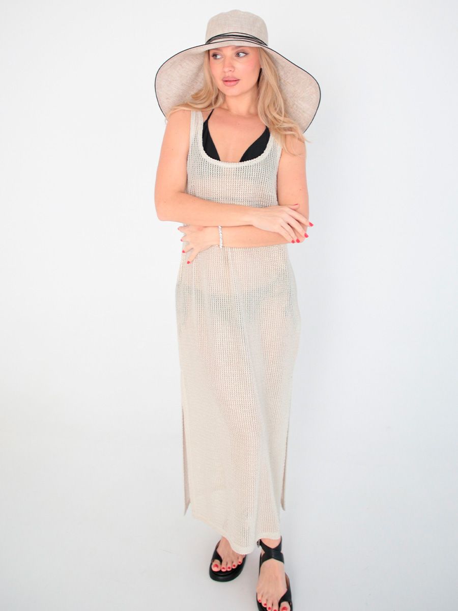 Вики платье-майка трикотаж сетка золото р-р 42-46