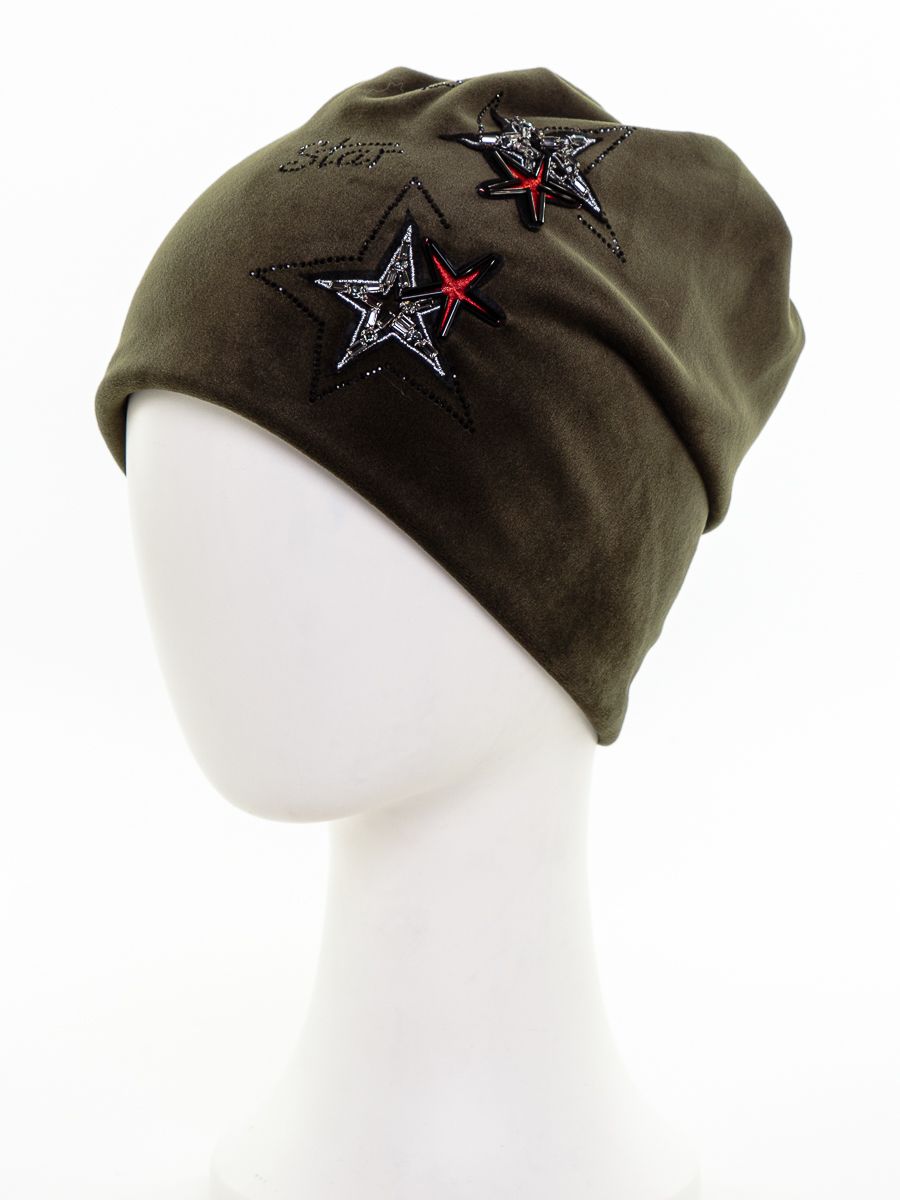 Созвездие шапочка 020/1 велюр на фл.п. хаки р-р 52-53