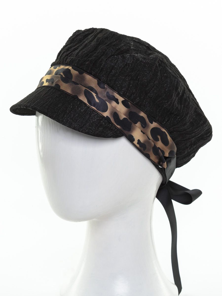 LEONA кепка лен крэш черный