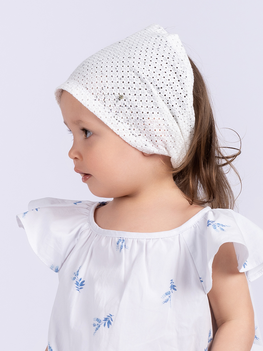 Кидс повязка лен шитье белый р-р 50-51