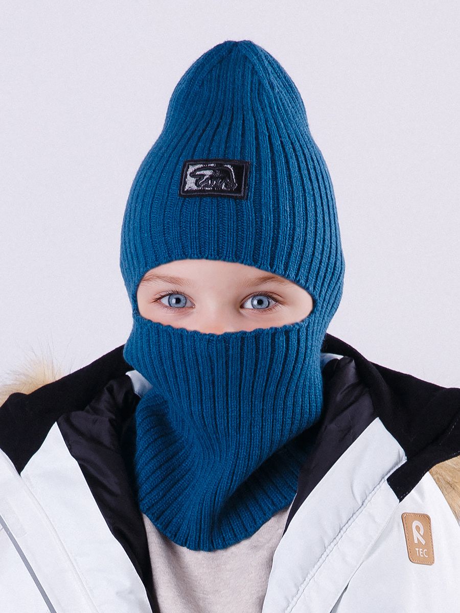 Медведь мини шеврон kids VIP балаклава ГР вязка сине-серый р-р 53-55